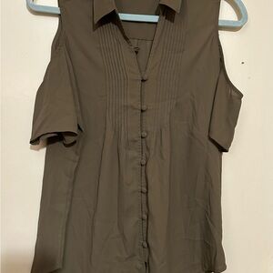 Express Olive Sleeveless Blouse